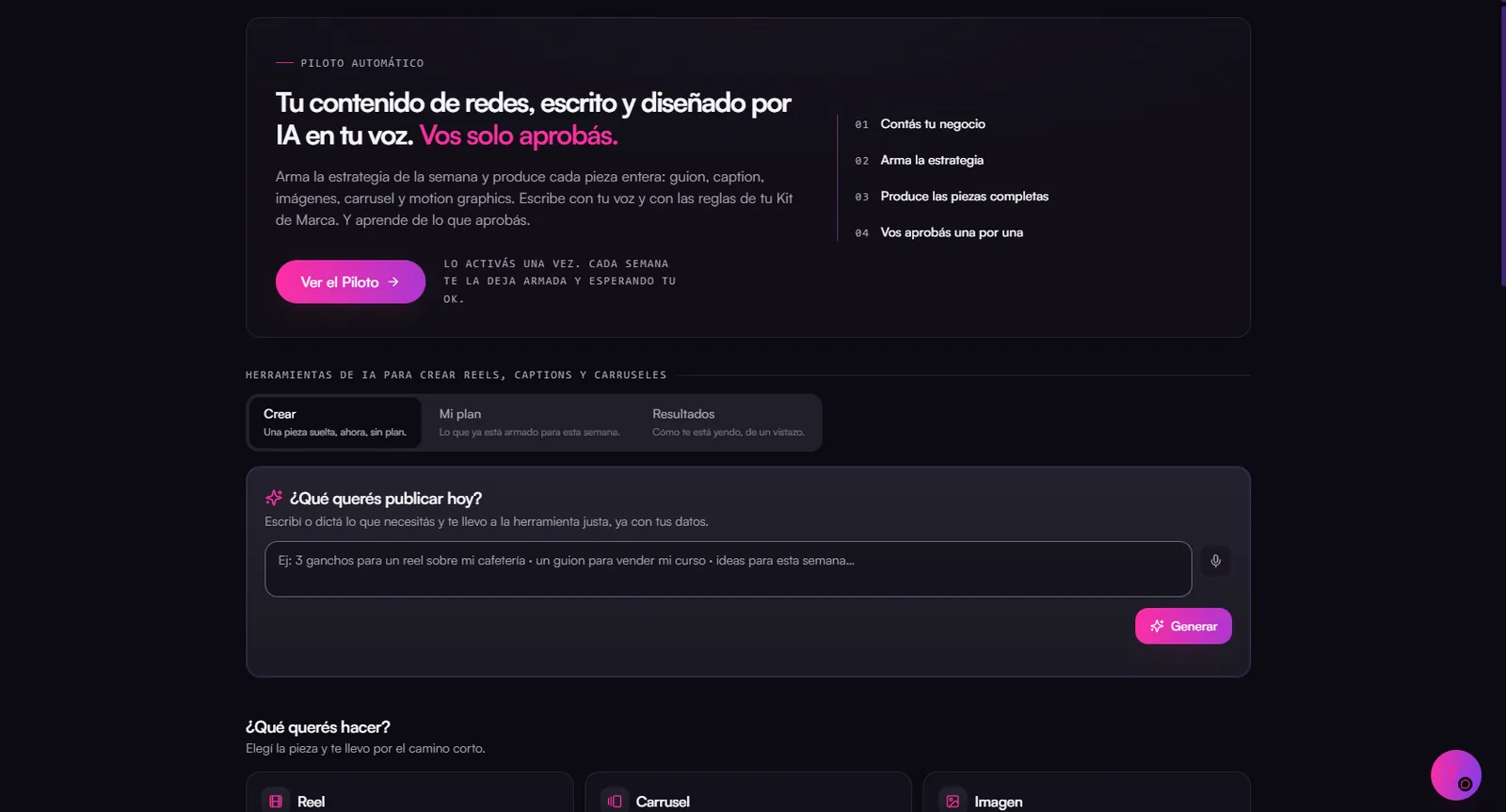Captura del Piloto automático, datos de ejemplo